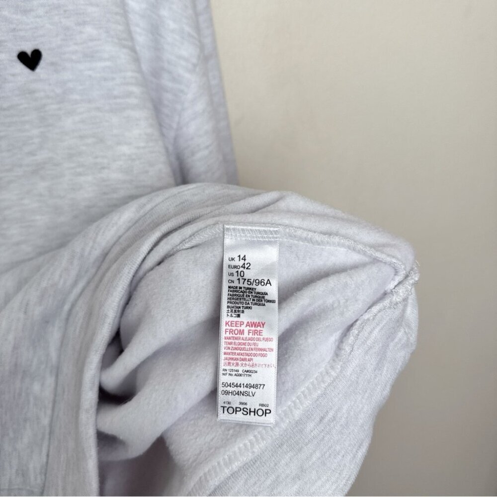 Topshop Womens 10 Embroidered Heart Warm Liner Hoodie - Picture 12 of 16